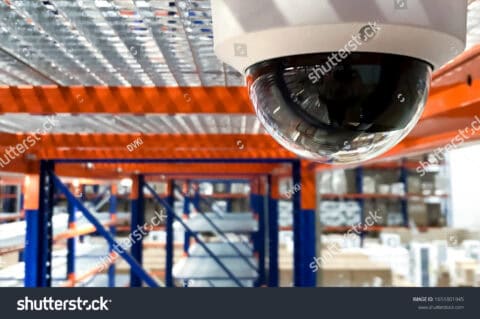 Stock Photo Cctv Camera Security System Installed In A Warehouse Hours Indoor Video Control Round The 1651801945