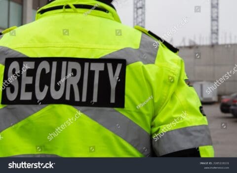 Stock Photo Parking Security Watching Over Parking Lot And Construction Site 2285119131